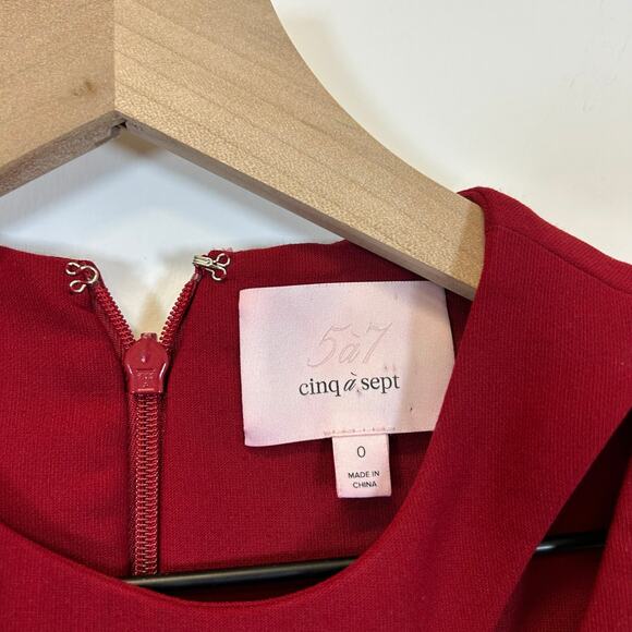 CINQ A SEPT SCORPIO CUT OUT TULIP HEM MINI DRESS CRIMSON RED Women’s Size 0 - Picture 6 of 13